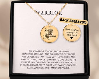 Engraved Warrior Gift, Survivor Jewelry, Recovery Necklace, Warrior Necklace, Inspirational Gift, Strength Gift, Cancel Survivor Gifts