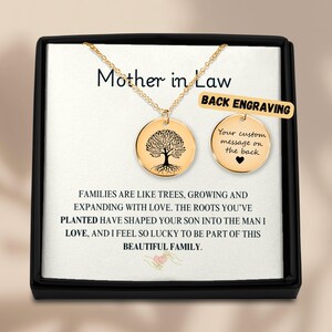 Collana personalizzata per suocera, regalo sentimentale da parte della nuora, ciondolo significativo, regalo di nozze, ricordo di compleanno con biglietto con messaggio