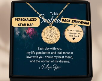 Personalized Soulmate Necklace, Soulmate Gift For Girlfriend, Soulmate Gifts For Wife, Jewelry Birthday For Girlfriend, Custom Message Card