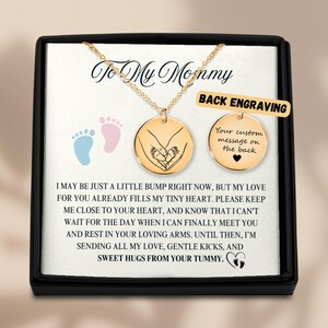 Collana personalizzata per neomamme, regalo personalizzato, gioielli per la prima festa della mamma, regalo per neomamme, collana con pancione, ricordo con biglietto con messaggio