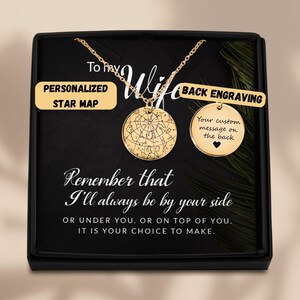 Geschenk für Frau, Sentimentale Personalisierte Nachrichtenkarte Halskette, Schmuck Geschenk von Ehemann Partner, Benutzerdefinierte Sternenkarte, Frau Benutzerdefinierte Nachrichtengeschenke