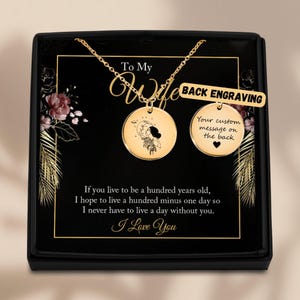 Presente personalizado com nome para minha esposa, presente de aniversário para esposa, colar com cartão, presente de aniversário para esposa, alma gêmea, esposa grávida, cartão com mensagem