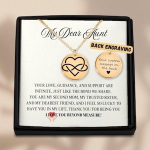 Beste tante ketting, gepersonaliseerde tante cadeau, sentimenteel cadeau voor tante, zinvolle sieraden, verjaardagscadeau, oneindig hart hanger, tante geschenken
