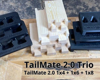 TailMate 2.0 Trio Pack – Digital STL Files – 1x4 + 1x6 + 1x8 Dovetail Router Jigs