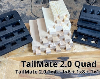 TailMate 2.0 Quad Pack – Digital STL Files – 1x4 + 1x6 + 1x8 + 1x10 Dovetail Router Jigs