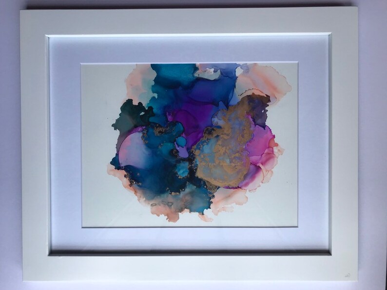 9x12 Original Alcohol Ink with 11x14 Frame