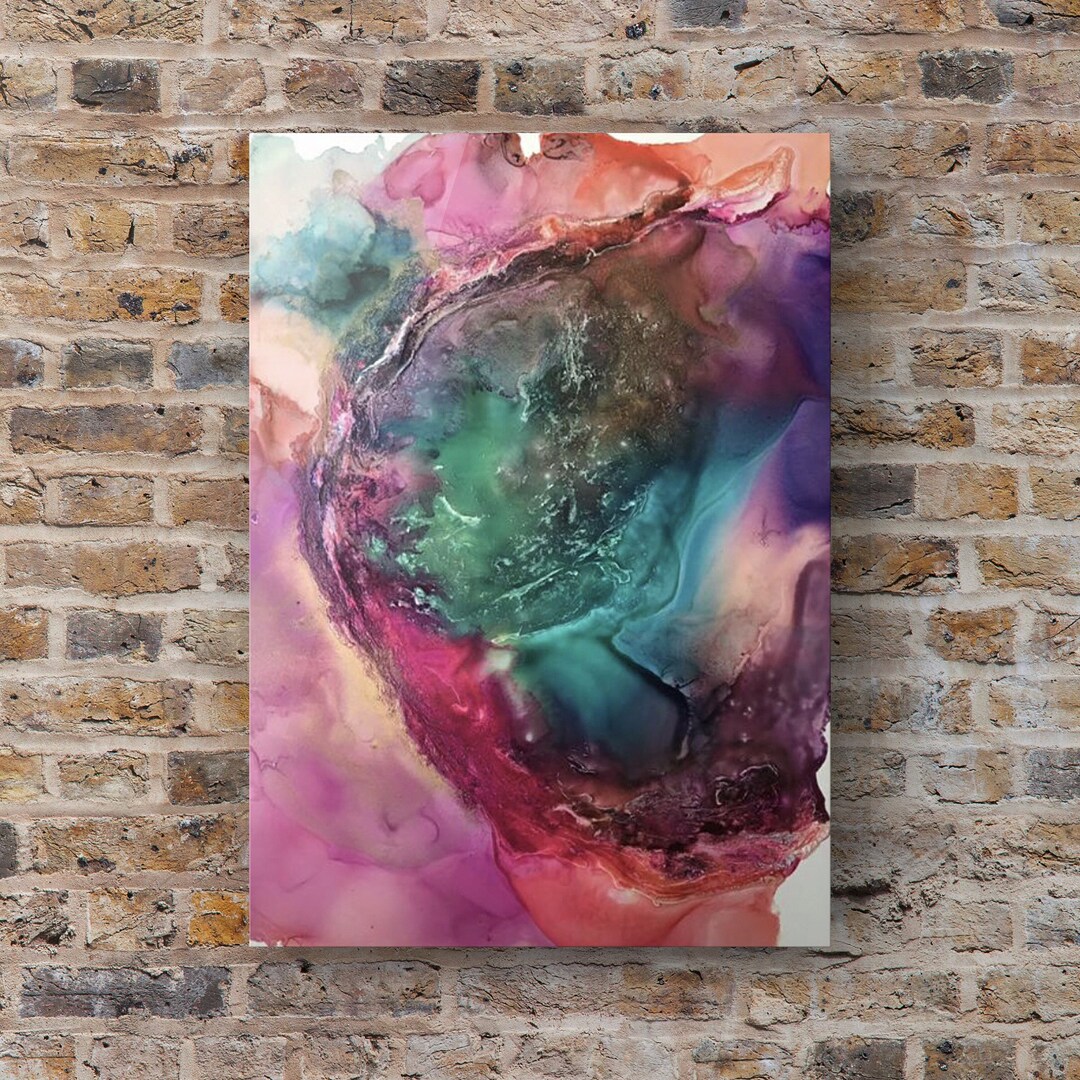 9x12 Original Alcohol Ink Mixed Media Mounted on Wood Cradle Etsy
