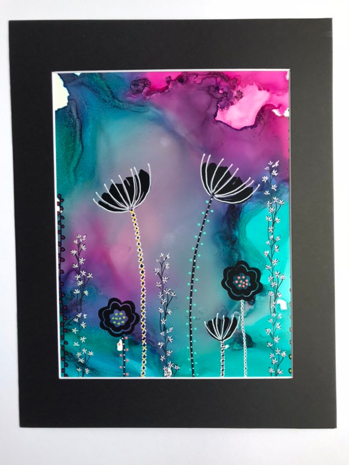 9x12 Original Alcohol Ink Mixed Media with 11x14 Mat Etsy