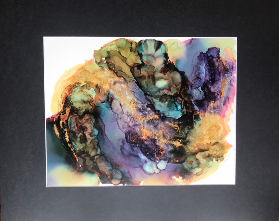 11x14 Original Alcohol Ink Mixed Media With 16x20 Mat Etsy