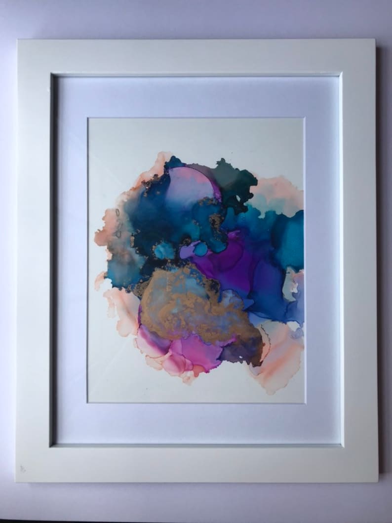 9x12 Original Alcohol Ink with 11x14 Frame
