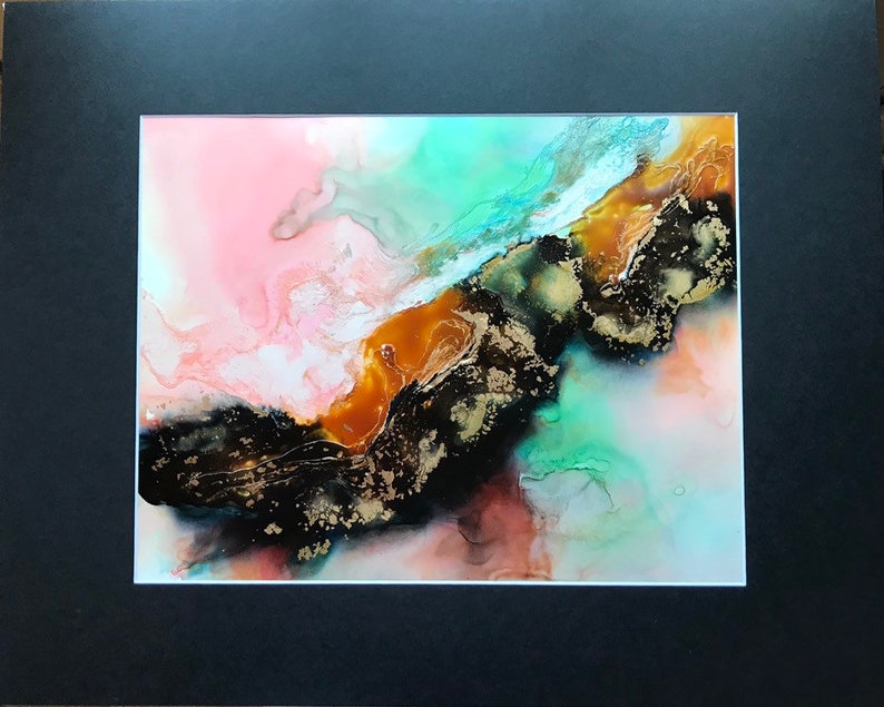 11x14 Original Alcohol Ink Mixed Media With 16x20 Mat Etsy