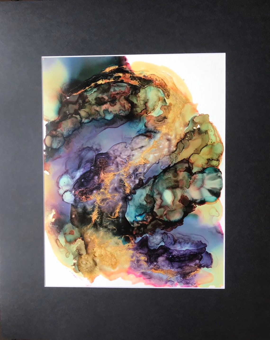 11x14 Original Alcohol Ink Mixed Media With 16x20 Mat Etsy