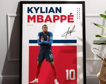 Kylian Mbappe France Soccer Wall Art, Digital Poster for Print, World Champion Football Decor, Modern French Star Instant Artwork, Printable