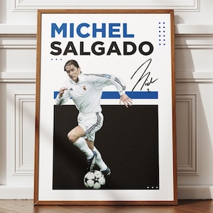 Michel Salgado Real Madrid Wall Art, Digital Football Poster PNG, Spanish Defender Soccer, Retro La Liga Legend Download, Printable Fan Gift