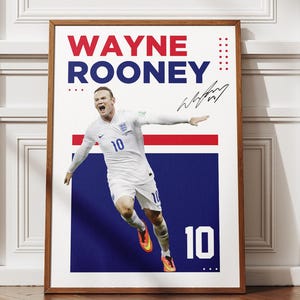 Wayne Rooney England Football Digital Poster, Soccer Wall Art Printable, Manchester United Legend, Digital Decor, Retro Sport Print
