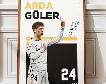 Arda Güler Real Madrid Digital Poster, Turkish Wonderkid Wall Art Print, No.24 Signature Football Artwork, Los Blancos Decor, Arda Guler PNG