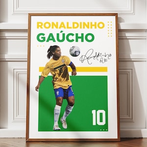 Ronaldinho Digital Wall Art Poster Brazil No.10 | Printable Football Art | Brazil Soccer Decor Gift for Fans | Instant Download Print