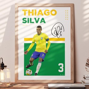 Thiago Silva Brasilien Wand Kunst Poster No.3 | Druckbare Fußball Download | Brasilien Fußball Dekor | Digitales Kunst Geschenk für Brasilien Fußball Fans
