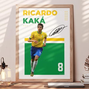 Kaká Brasilien Digitales Wandkunst Poster No.8 | Druckbare Fußball Kunst Dekor | Brasilien Fußball Geschenk für Fans | Sofort Download Druckdatei