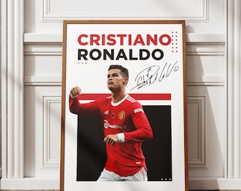 Cristiano Ronaldo Digital Wall Art, Minimalist Football Poster Print, Soccer Legend PNG Download,Sports Room Decor,Printable Athlete Artwork