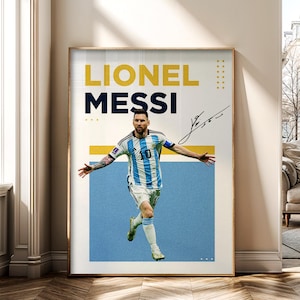 Lionel Messi Argentina Poster, World Champion Digital Wall Art, Printable Football PNG,Messi Fan Gift,Soccer Room Decor,Argentina Wall Print