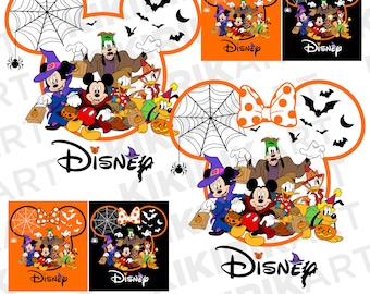 Mickey Minnie Halloween SVG PNG EPS | Disney Trick Or Treat Bundle | Spooky Friends Castle Shirt Design | Family Matching Download