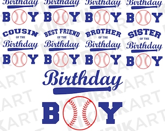 Pacchetto SVG per festeggiare il compleanno del bambino di baseball, design di magliette coordinate per la famiglia, sublimazione per feste a tema sportivo, file silhouette Cricut per mamma e papà