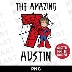 Design personalizzato per il compleanno di Spiderman - Foto personalizzata PNG - File digitale per il compleanno del supereroe - The Amazing Spider Birthday Boy PNG