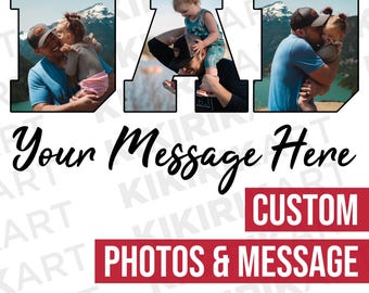 Colagem de fotos personalizada do PAI PNG, presente personalizado do dia dos pais, design de imagem de cartas do pai, arquivo de sublimação de texto personalizado, dia dos pais personalizado