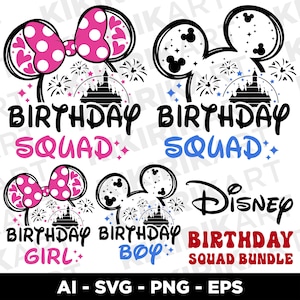 Camisa de cumpleaños de Minnie y Mickey SVG / Camisa de cumpleaños para niña y niño PNG / Fiesta de cumpleaños de Disney Cricut / Diseños familiares a juego / Descarga digital