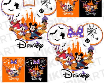 Disney Halloween SVG PNG | Mickey Minnie Castle Halloween Shirts | Family Matching Spooky Designs | Cricut Sublimation Digital Download