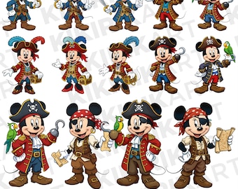 Pirate Mickey Minnie PNG Bundle, Disney Cruise Ship PNG, Pirate Mickey Clipart, Nautical Disney Sublimation, Minnie Mouse Cruise Design Pack