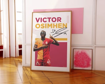 Victor Osimhen Digital Wall Art, Minimalist Football Poster Print, Soccer Striker PNG Download,Retro Sports Room Decor,Printable Athlete Art