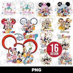 Disney Characters Sublimation Bundle, Disney Vacation PNG Designs, Family Trip Cruise Digital Download, Disneyland Shirt Design PNG Bundle image 1