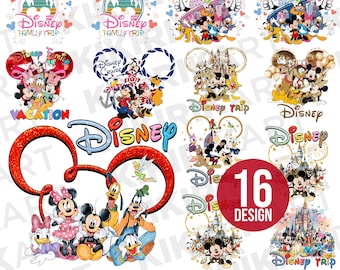 Disney Characters Sublimation Bundle, Disney Vacation PNG Designs, Family Trip Cruise Digital Download, Disneyland Shirt Design PNG Bundle