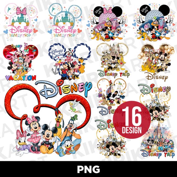 Disney Characters Sublimation Bundle, Disney Vacation PNG Designs, Family Trip Cruise Digital Download, Disneyland Shirt Design PNG Bundle