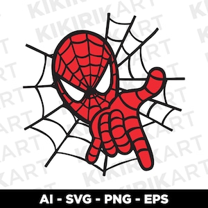 Cara de Spiderman SVG, Diseño de sublimación de Spiderman, Cumpleaños de superhéroe, Cumpleaños de Spiderman imprimible, Arte digital de araña, Spiderman PNG SVG