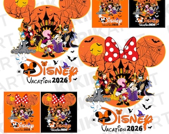 Disney Halloween 2026 SVG PNG EPS | Mickey Minnie Friends Trick Or Treat Designs | Spooky Castle Family Matching Shirts | Digital Download