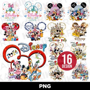 Disney Characters Sublimation Bundle, Disney Vacation PNG Designs, Family Trip Cruise Digital Download, Disneyland Shirt Design PNG Bundle