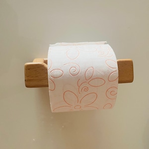 Porta carta igienica in legno naturale, porta carta igienica rustico fatto a mano, porta rotolo di carta igienica da parete in legno di quercia