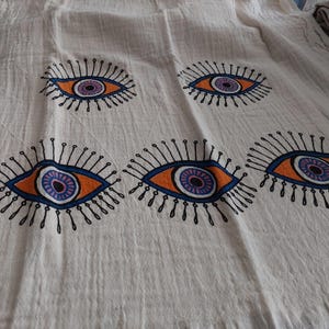 Blue Evil Eye Print Turkish Peshtemal Towel,BeachTowel,Spa Towel,Bridesmaid Gifts,Handmade Coton Towel