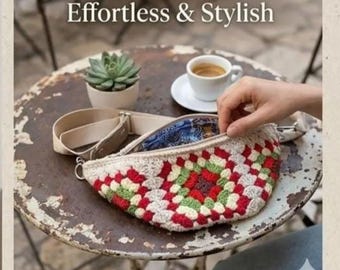 Handmade Crochet Granny Square Bum Bag: Colorful Cotton Crossbody