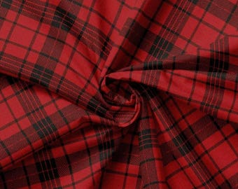 Red Plaid Upholstery Fabric :3D Effect Printed Fabric by the meter