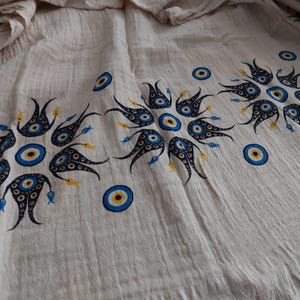 Blue Evil Eye Print Turkish Peshtemal Towel,BeachTowel,Spa Towel,Bridesmaid Gifts,Handmade Coton Towel