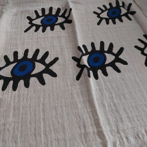 Blue Evil Eye Print Turkish Peshtemal Towel,BeachTowel,Spa Towel,Bridesmaid Gifts,Handmade Coton Towel