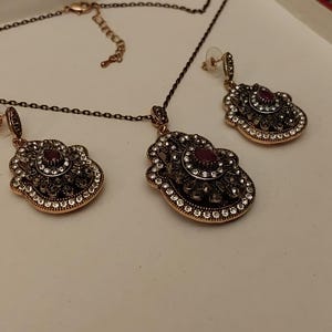 Turkish Fashion Jewelery ,Bronze Oriental Women&#39;s Dangle Earrings with Necklace