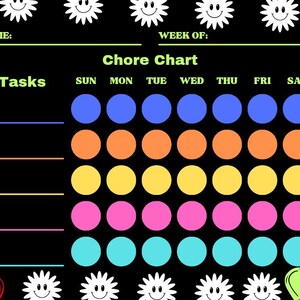 Colorful Daily Chore Chart | Printable Weekly Chore Tracker | Kids & Family Chore Organizer | Digital Download