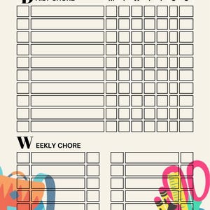 Simple Chore Chart | Printable Daily & Weekly Chore Tracker | Minimalist Task Organizer | Digital Download | Kids Chore Chart