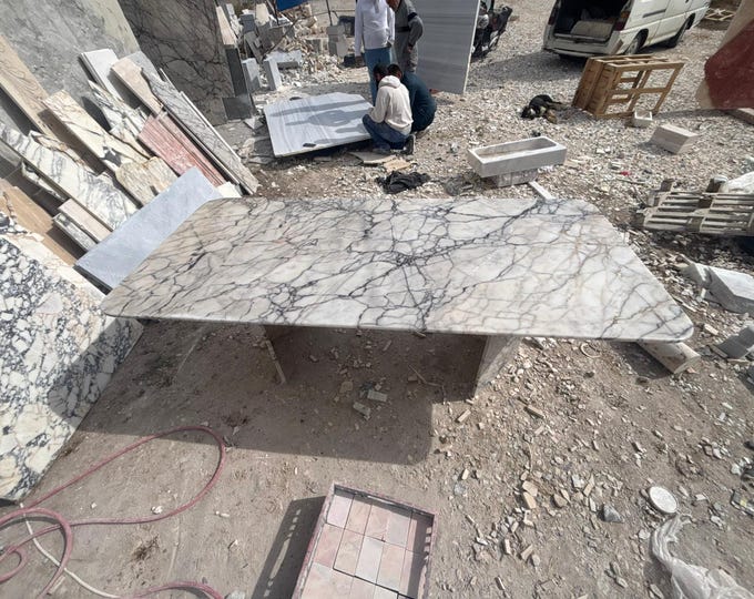 Calacatta Marble Dining Table – Luxury Handmade Stone Furniture for Elegant Interiors