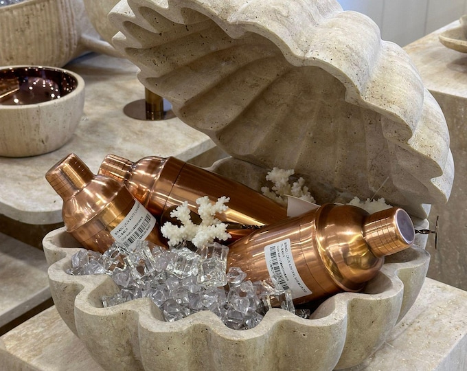 Unique Jewelry in the Shape of a Mussel Made of Calacatta Viola Natural Stone, the only product in the world, women's gift, mother's gift